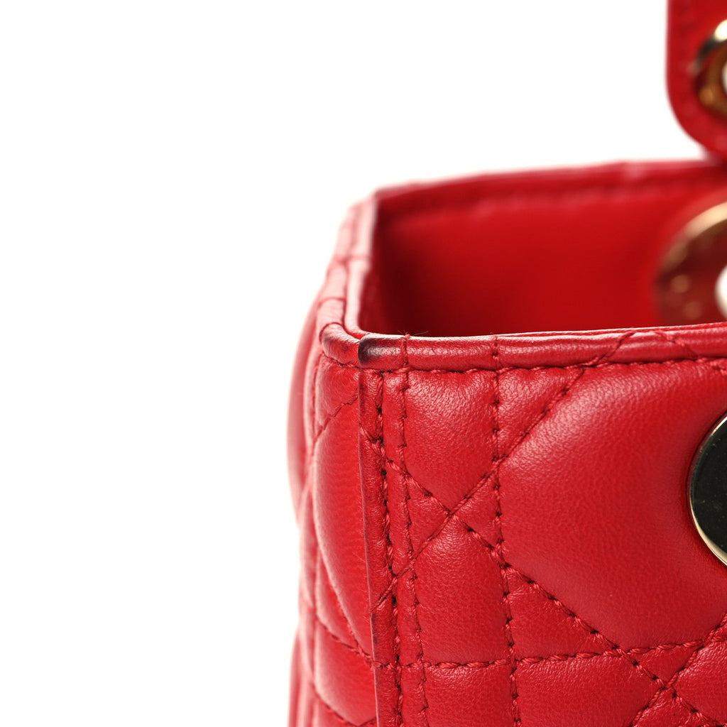 Lambskin Cannage Medium Lady Dior Red