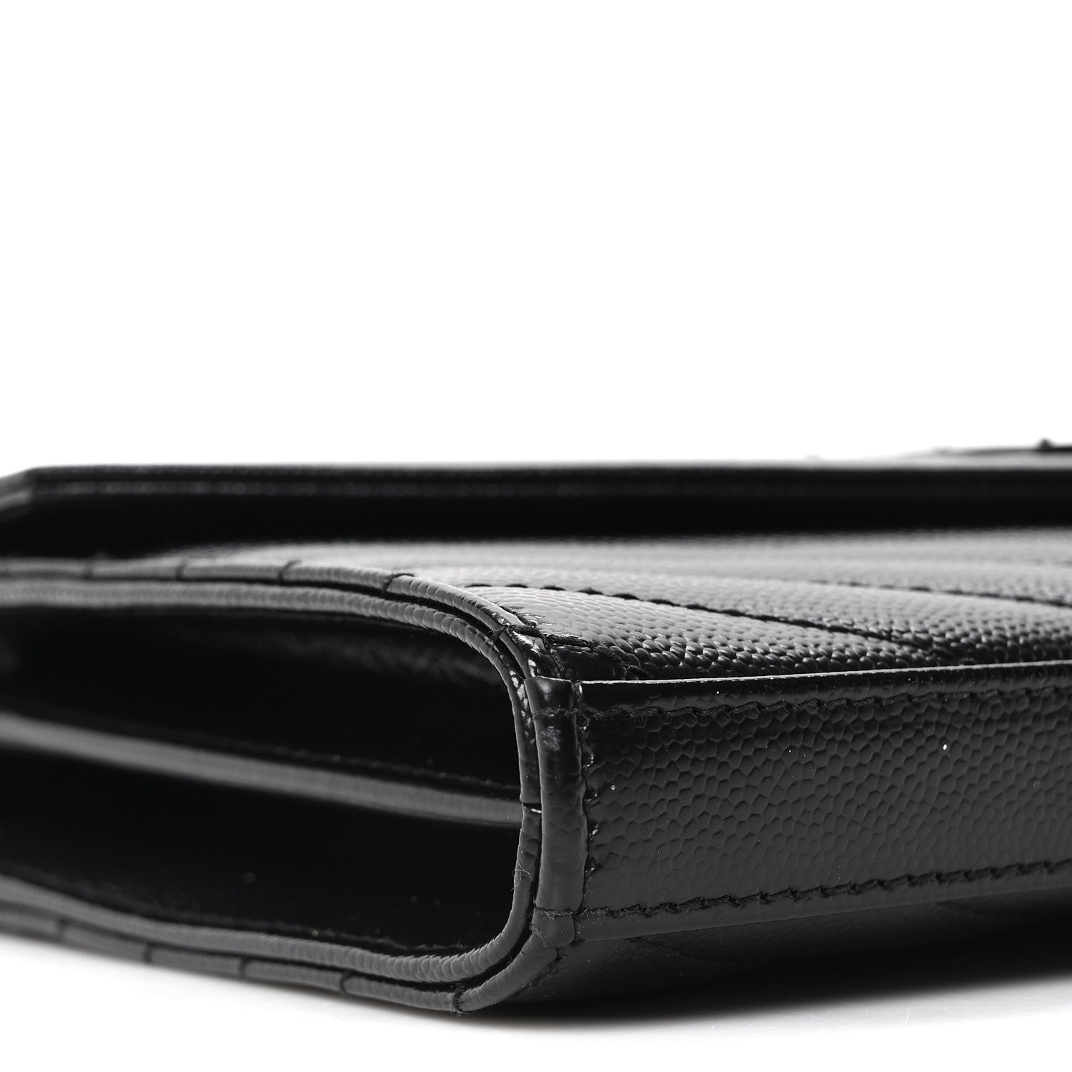 Grain De Poudre Matelasse Chevron Monogram Monochrome Chain Wallet Black