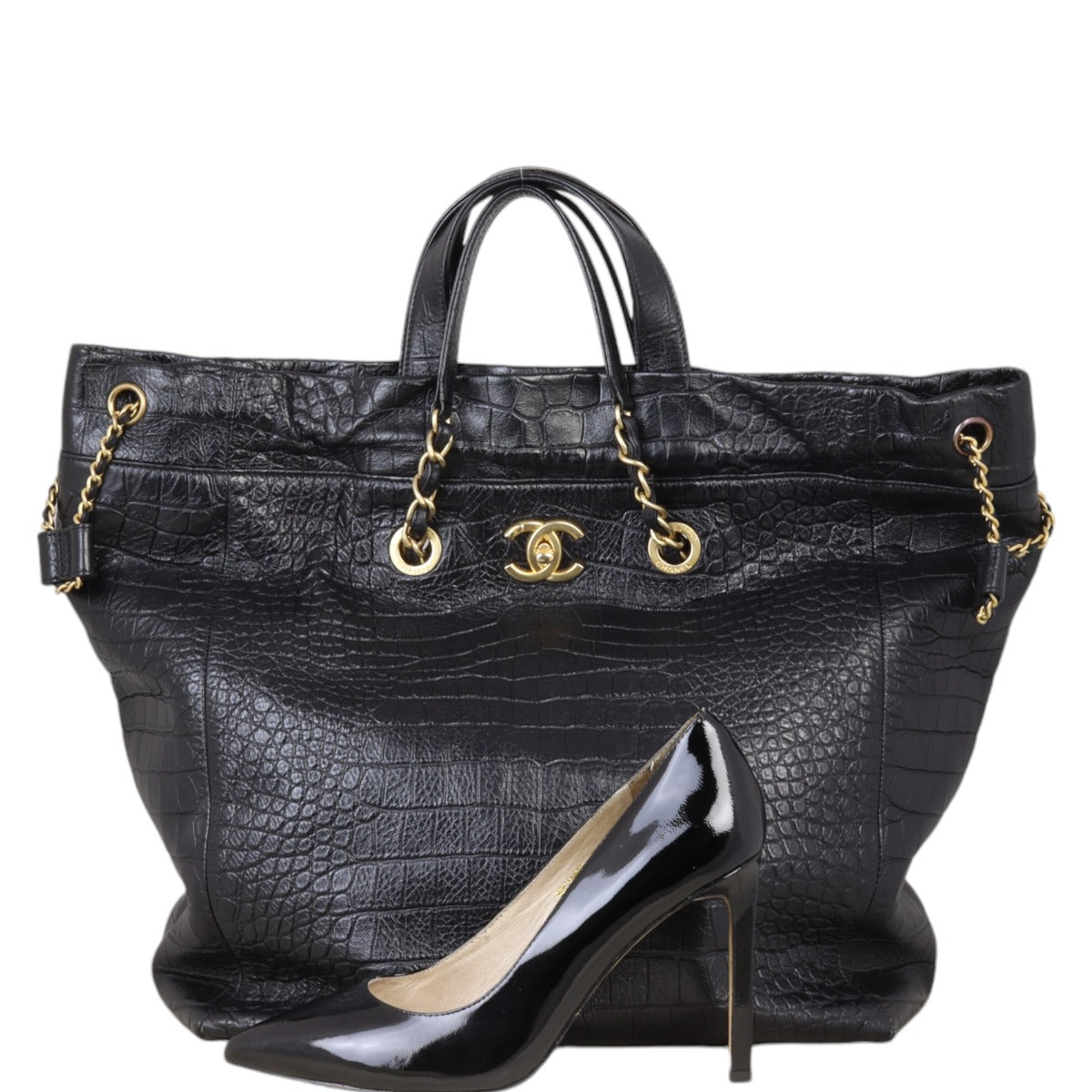 Chanel Paris-New York Coco Croc Tote Large