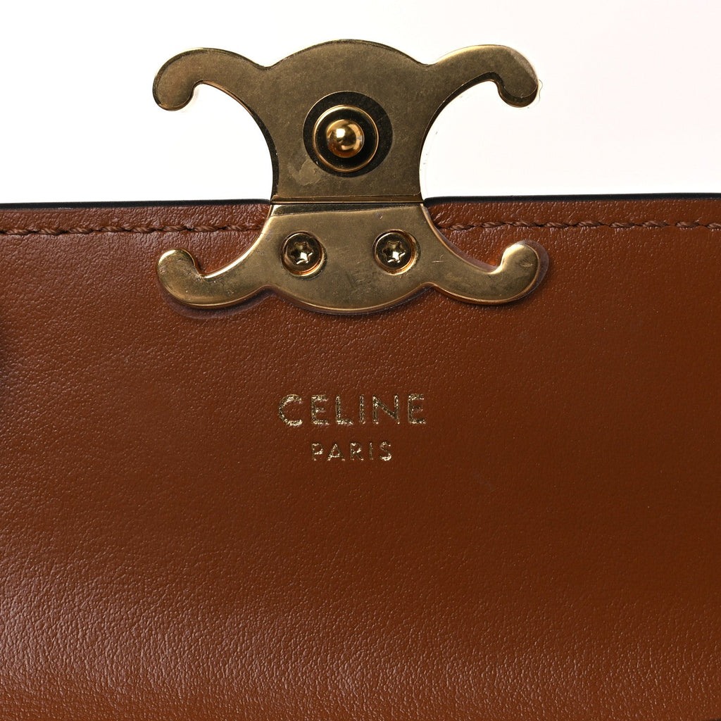 Triomphe Canvas Calfskin Flap  Holder Tan