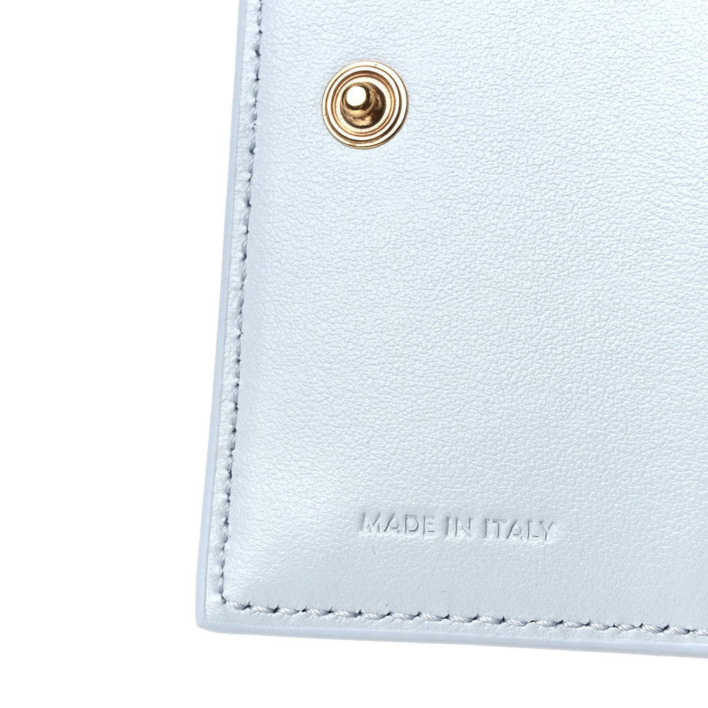 Grained Calfskin Compact Triomphe Charms Wallet Glacier