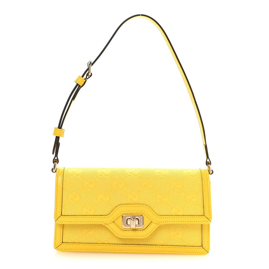 GG Monogram Scratch Lux Calfskin Mini Luce Shoulder Bag Yellow