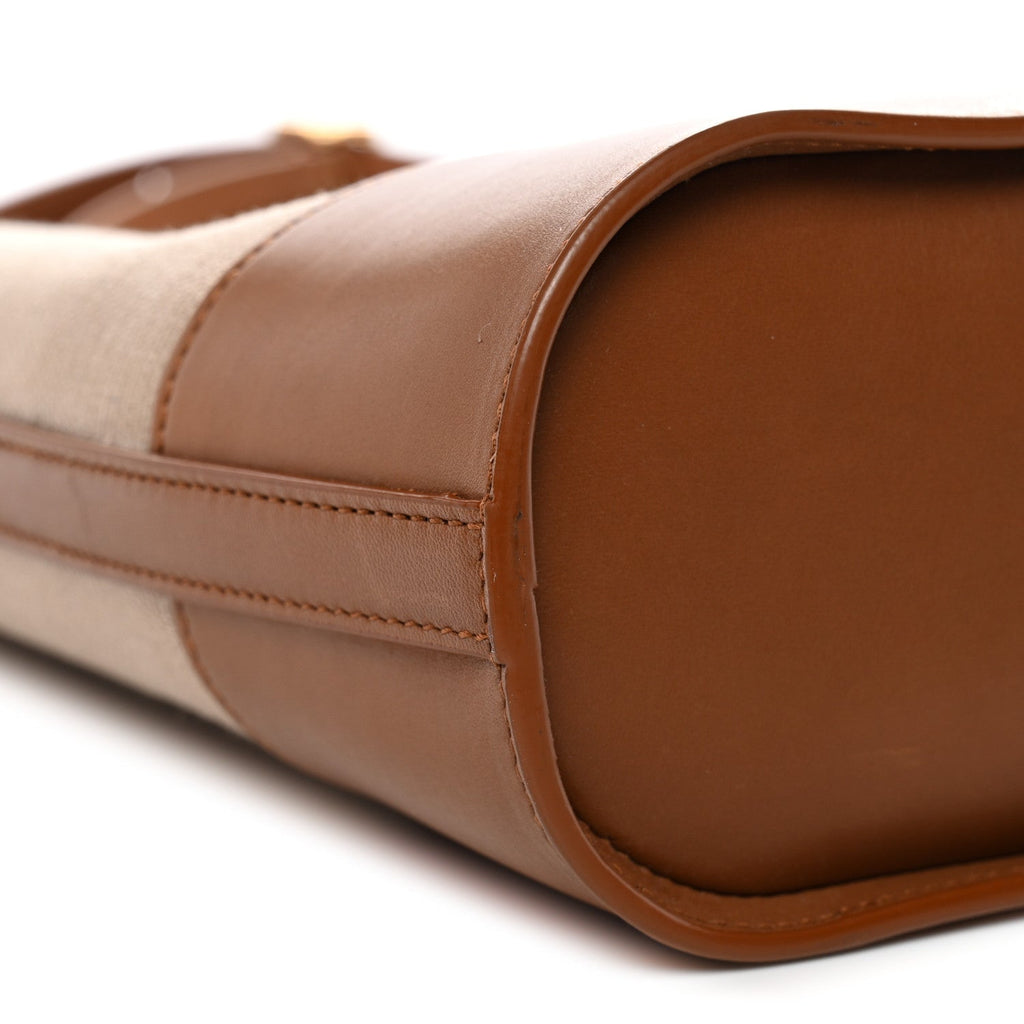 Smooth Calfskin Canvas Y Small Bucket Bag White Camel