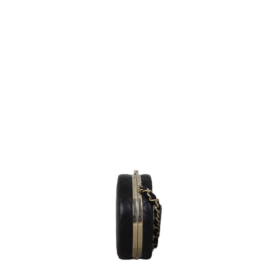 Chanel Enamel Round Poker Chip Clutch With Chain