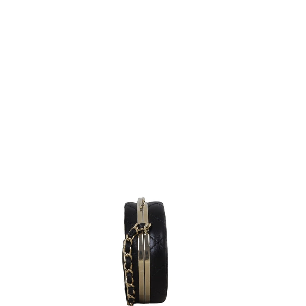 Chanel Enamel Round Poker Chip Clutch With Chain
