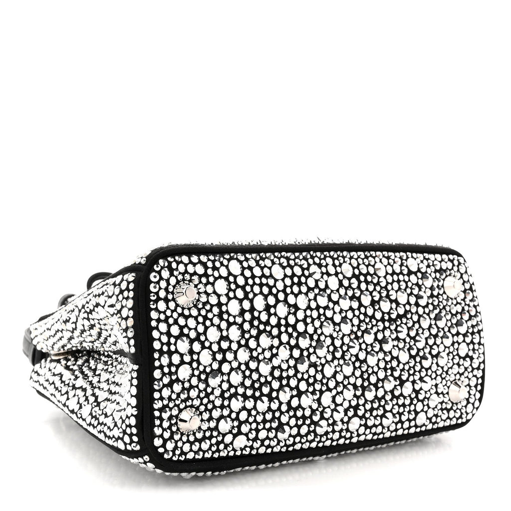 Satin Crystal Mini Galleria Double Zip Tote Metal