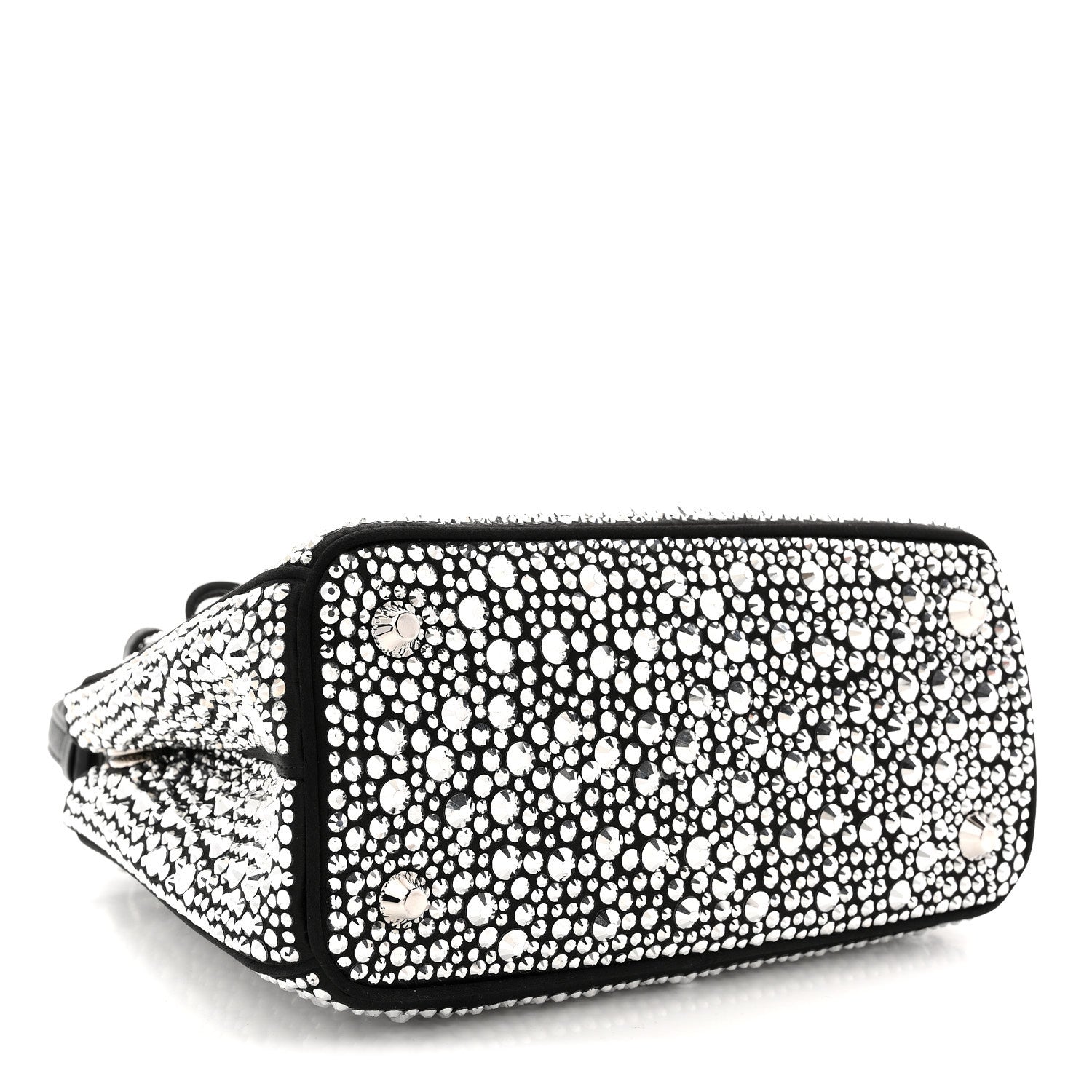 Satin Crystal Mini Galleria Double Zip Tote Metal