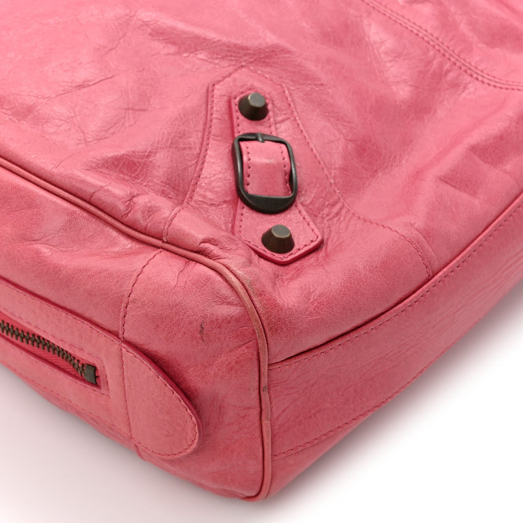 Agneau Classic Hardware Briefcase Tote Pivoine