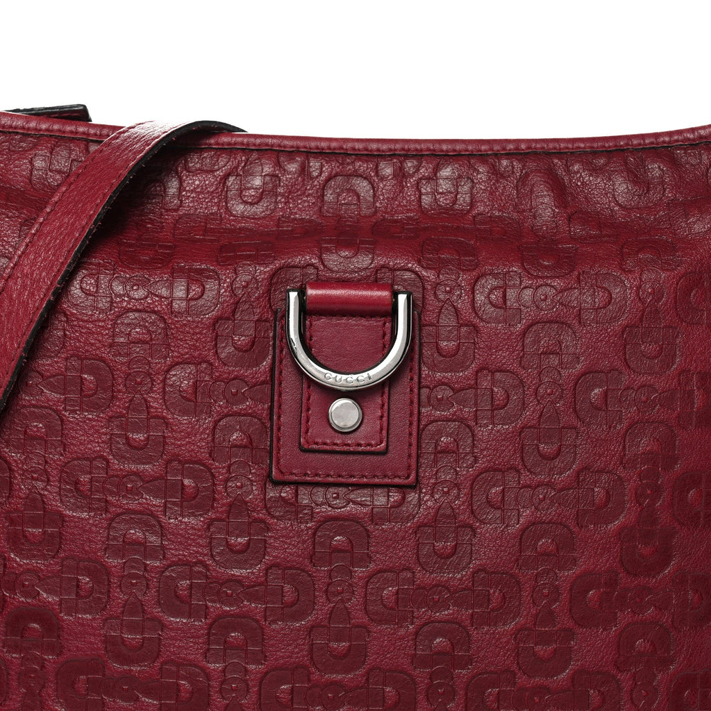 Calfskin Horsebit Embossed Abbey Messenger Red