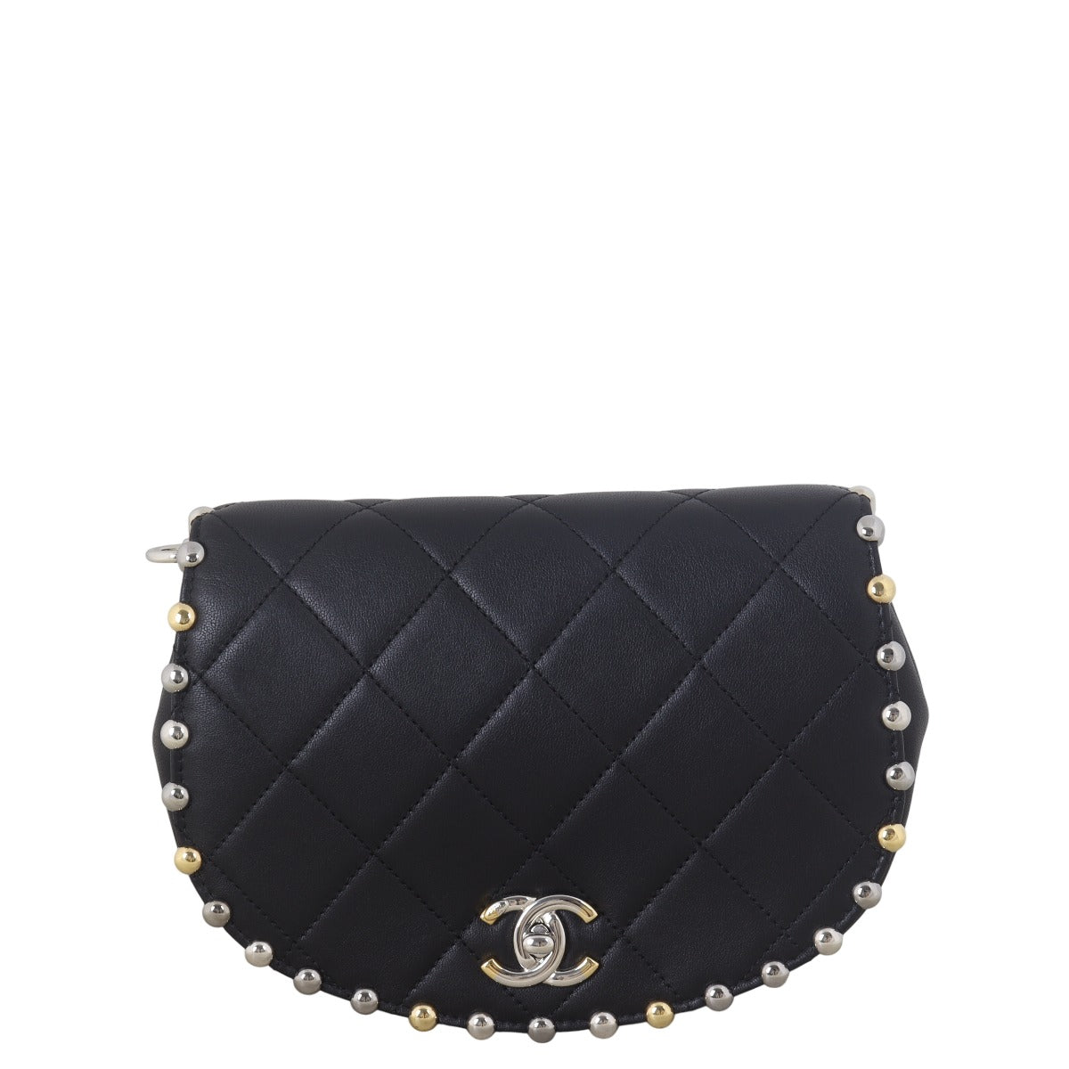 Chanel Saddle Flap Stud Around Bag