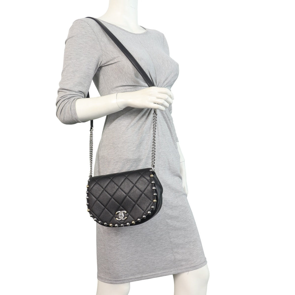 Chanel Saddle Flap Stud Around Bag