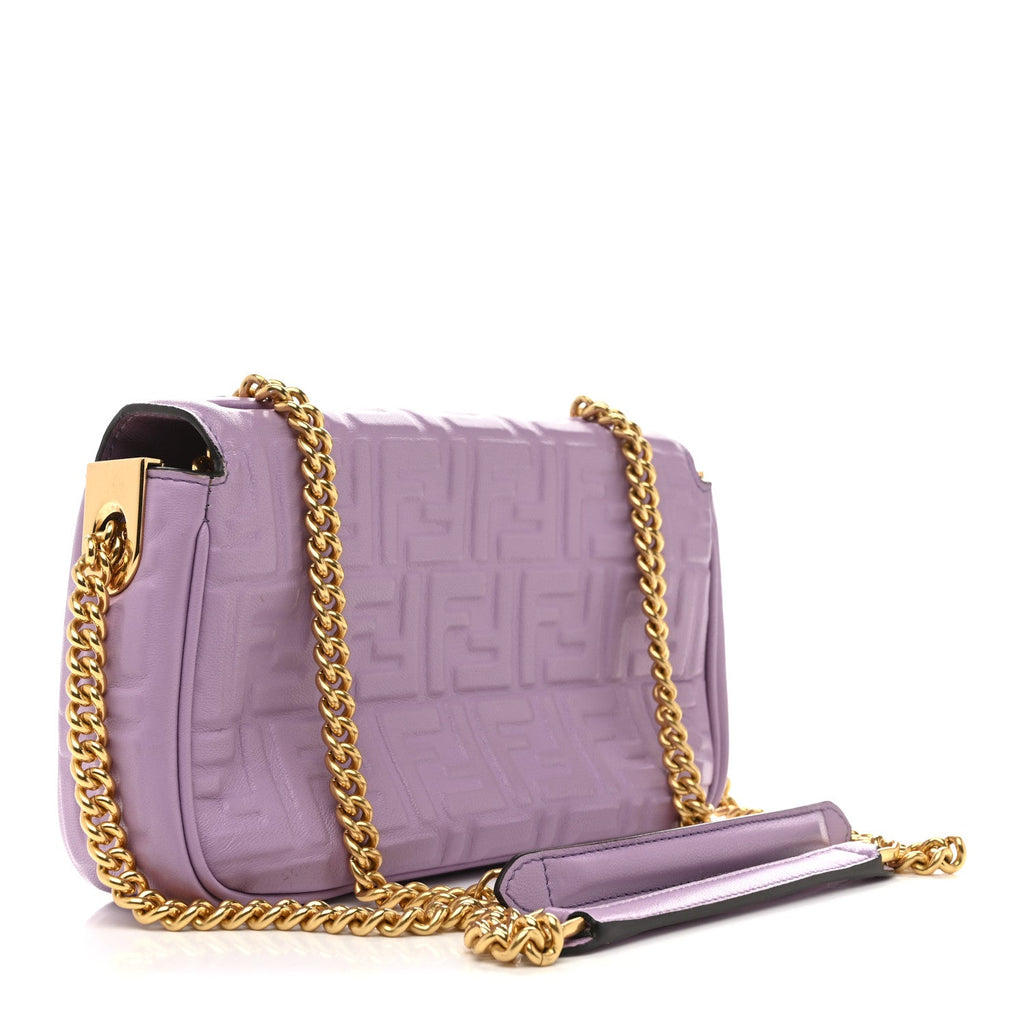 Nappa FF Embossed Small Midi Chain Baguette Violetta