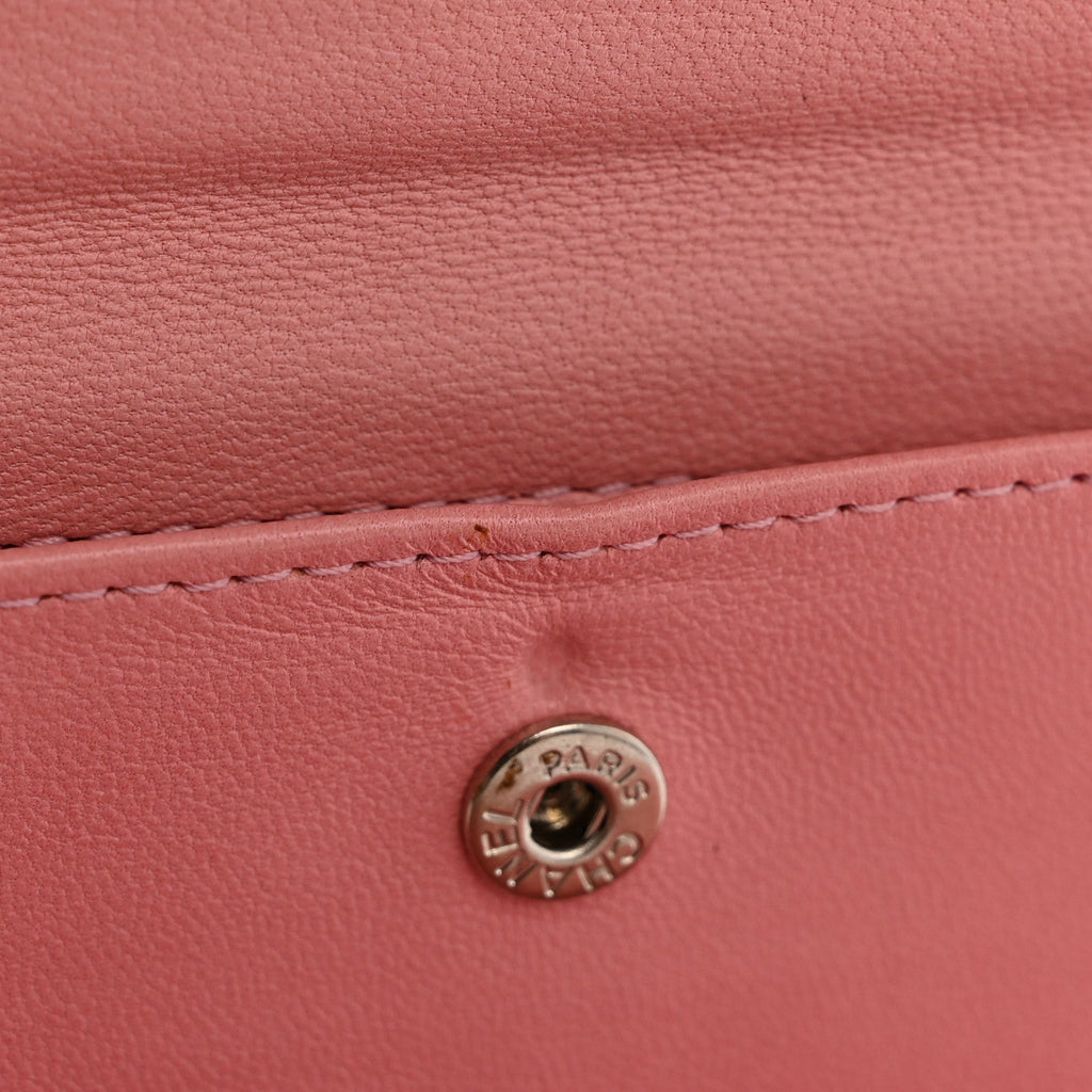 Lambskin Quilted Large Flap Wallet Pink
