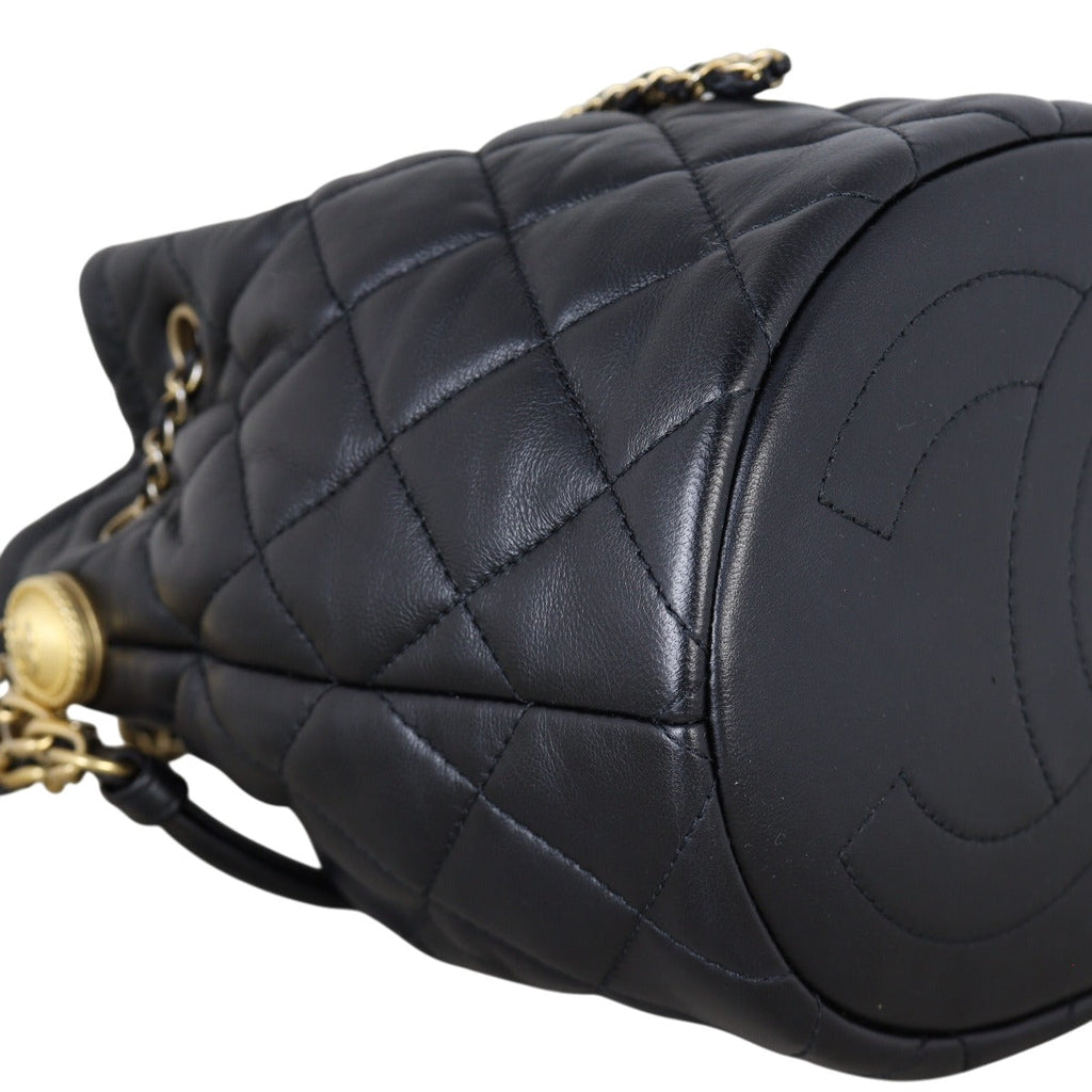 Chanel Quilted CC Drawstring Bucket Bag