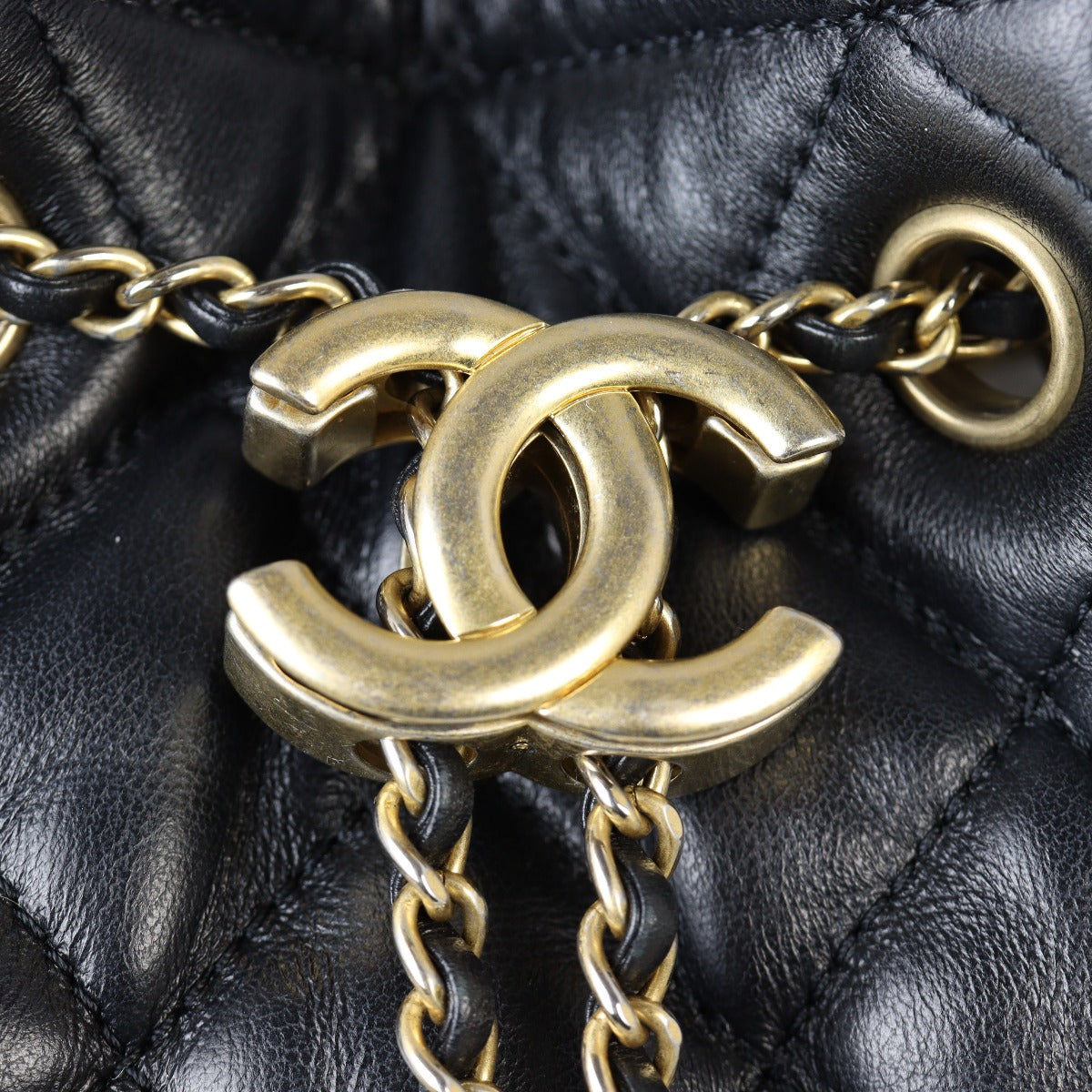 Chanel Quilted CC Drawstring Bucket Bag