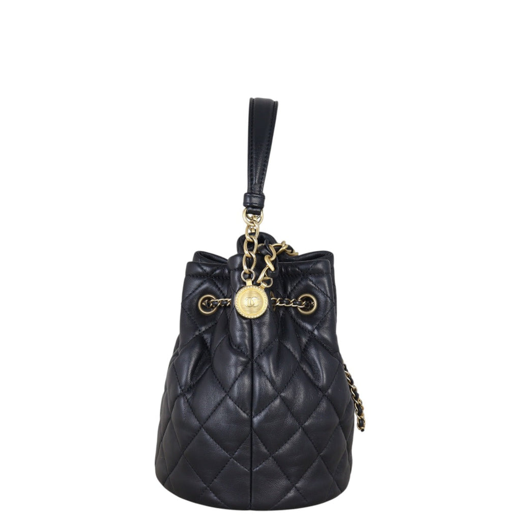 Chanel Quilted CC Drawstring Bucket Bag
