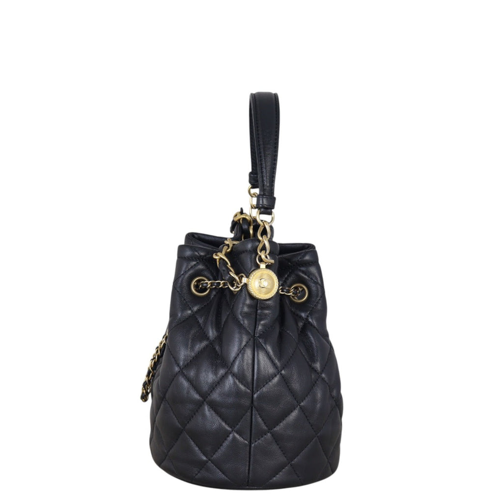 Chanel Quilted CC Drawstring Bucket Bag