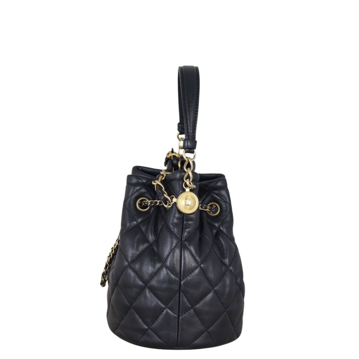 Chanel Quilted CC Drawstring Bucket Bag