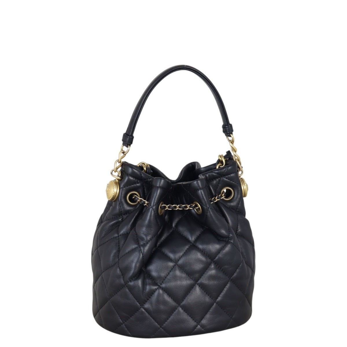 Chanel Quilted CC Drawstring Bucket Bag