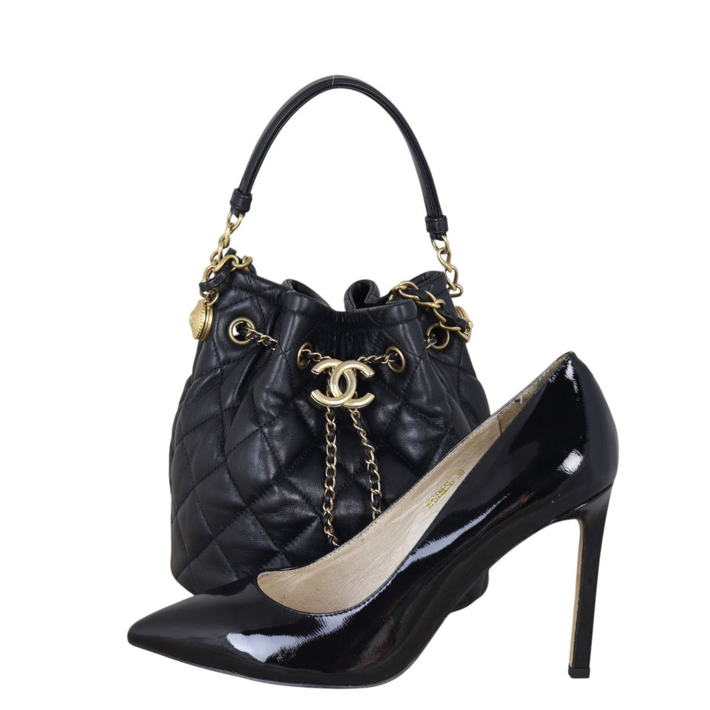 Chanel Quilted CC Drawstring Bucket Bag