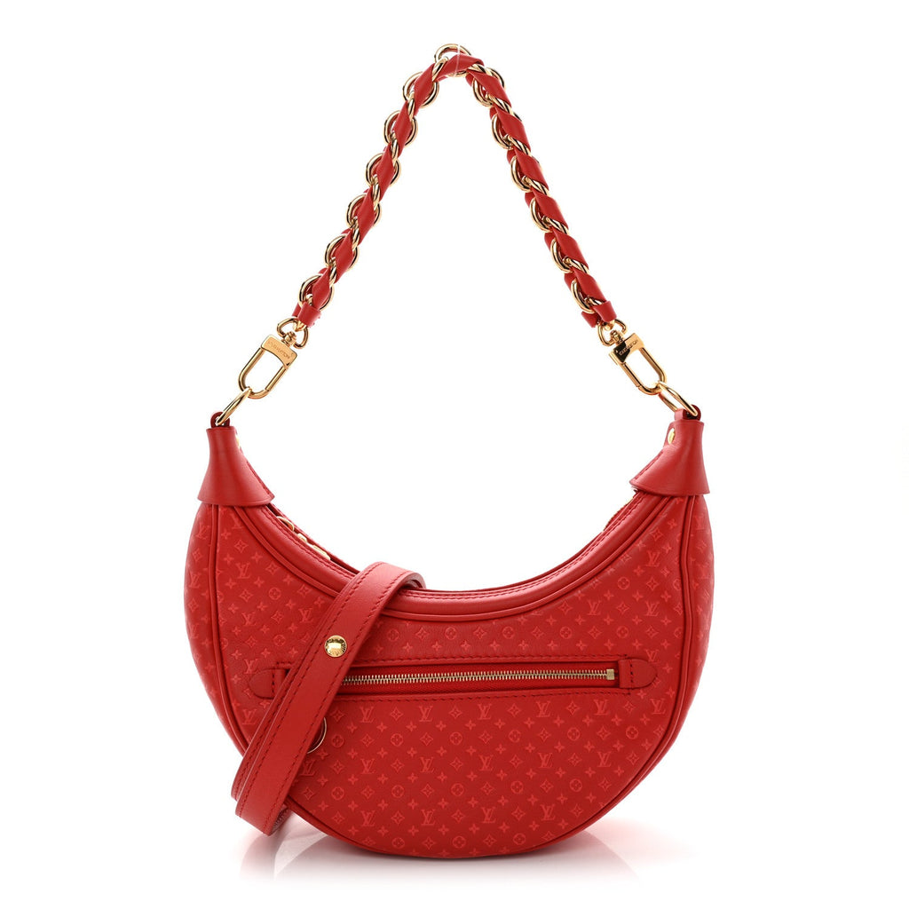 Calfskin Nanogram Embossed Loop PM Rouge