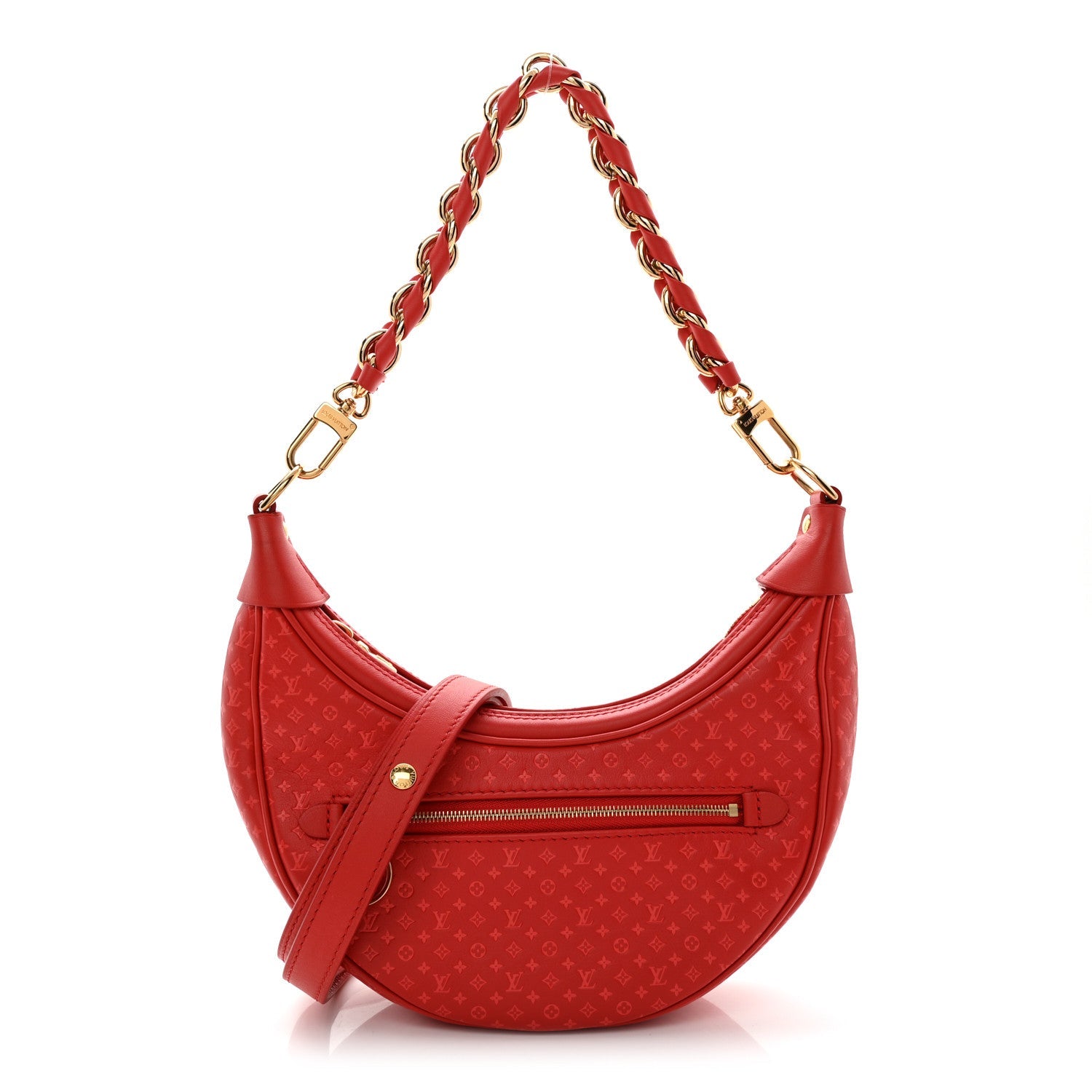 Calfskin Nanogram Embossed Loop PM Rouge