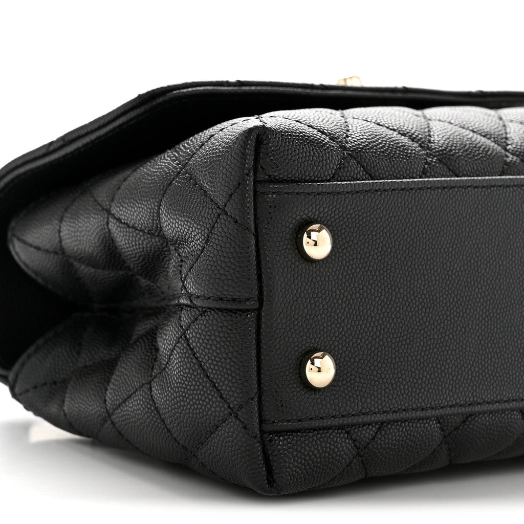 Caviar Quilted Mini Coco Handle Flap Black