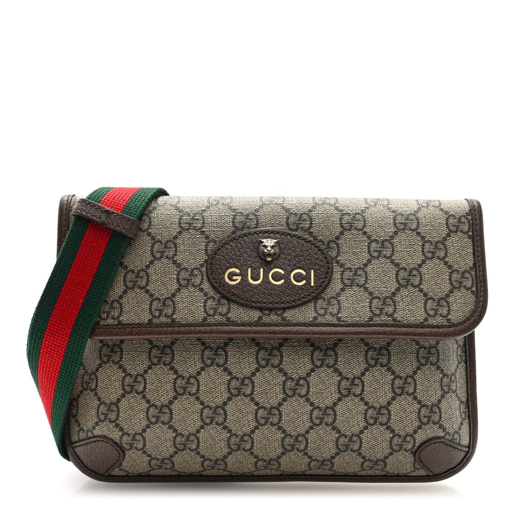 GG Supreme Monogram Neo Vintage Web Belt Bag Brown