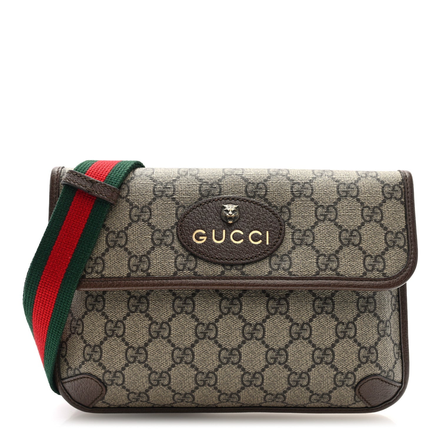 GG Supreme Monogram Neo Vintage Web Belt Bag Brown