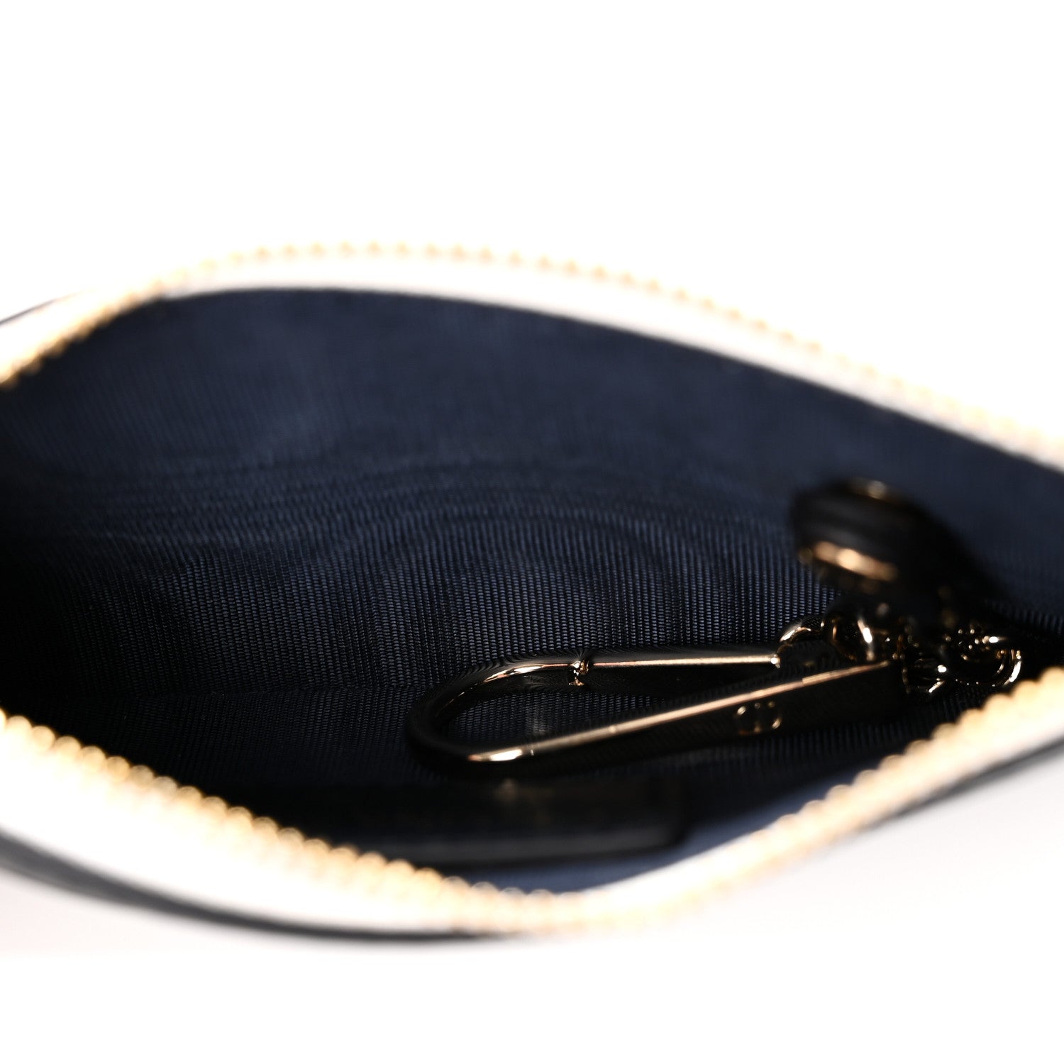 Calfskin Vibe Zip Key Wallet Blue White