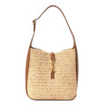 Raffia Calfskin Le 5 A 7 Small Hobo Natural Brick
