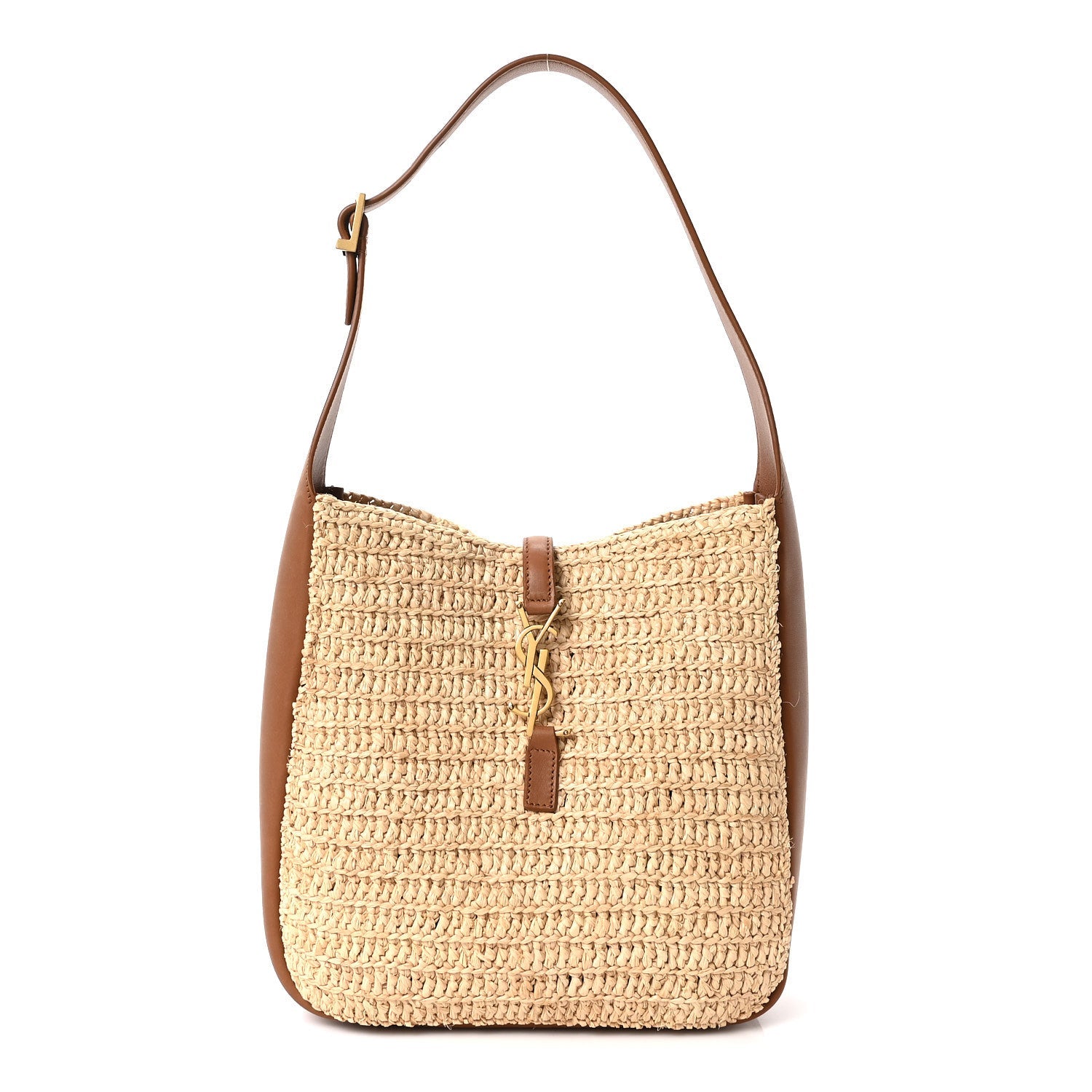 Raffia Calfskin Le 5 A 7 Small Hobo Natural Brick