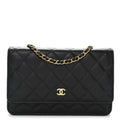 Lambskin Quilted Wallet On Chain WOC Black