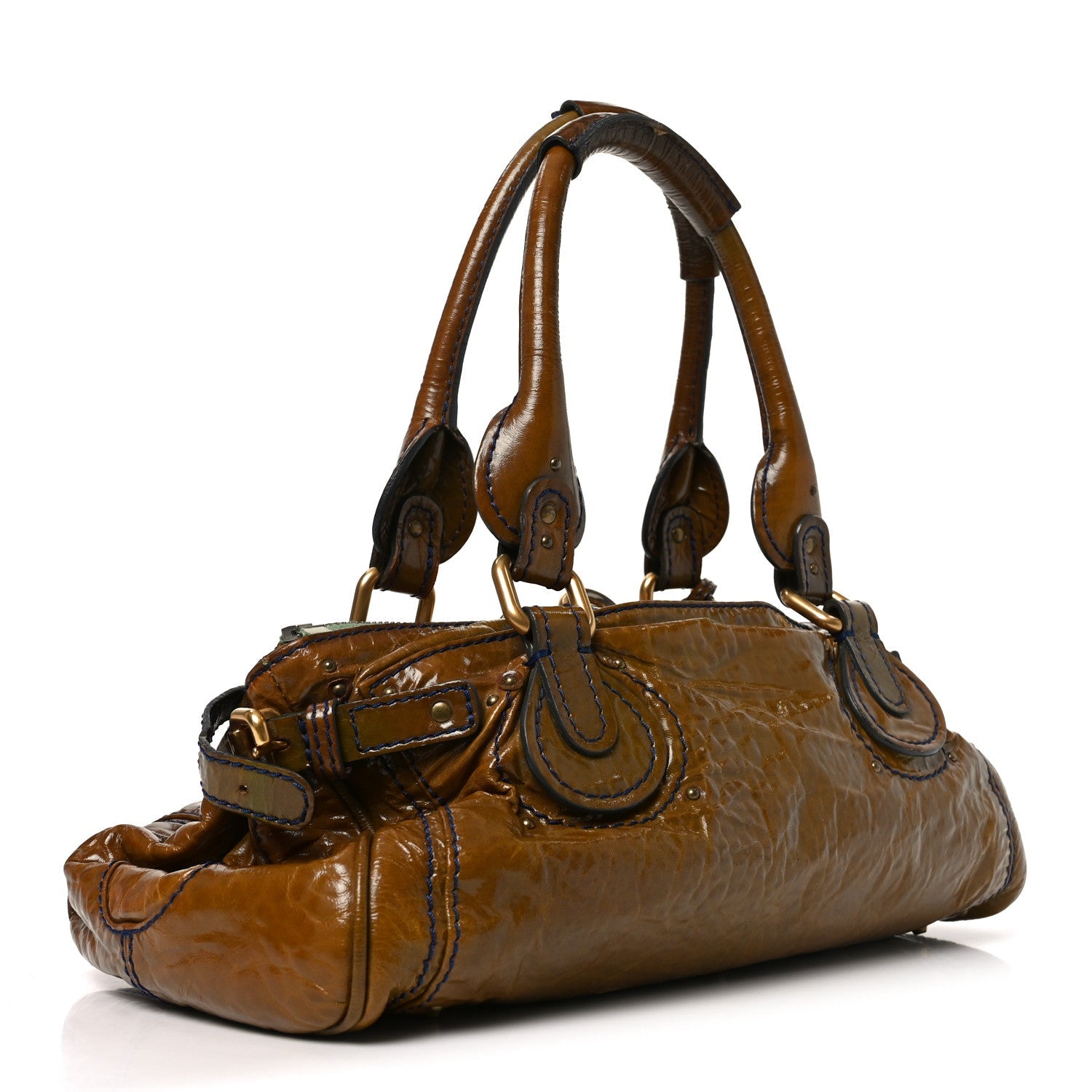 Crinkled Patent Medium Paddington Satchel