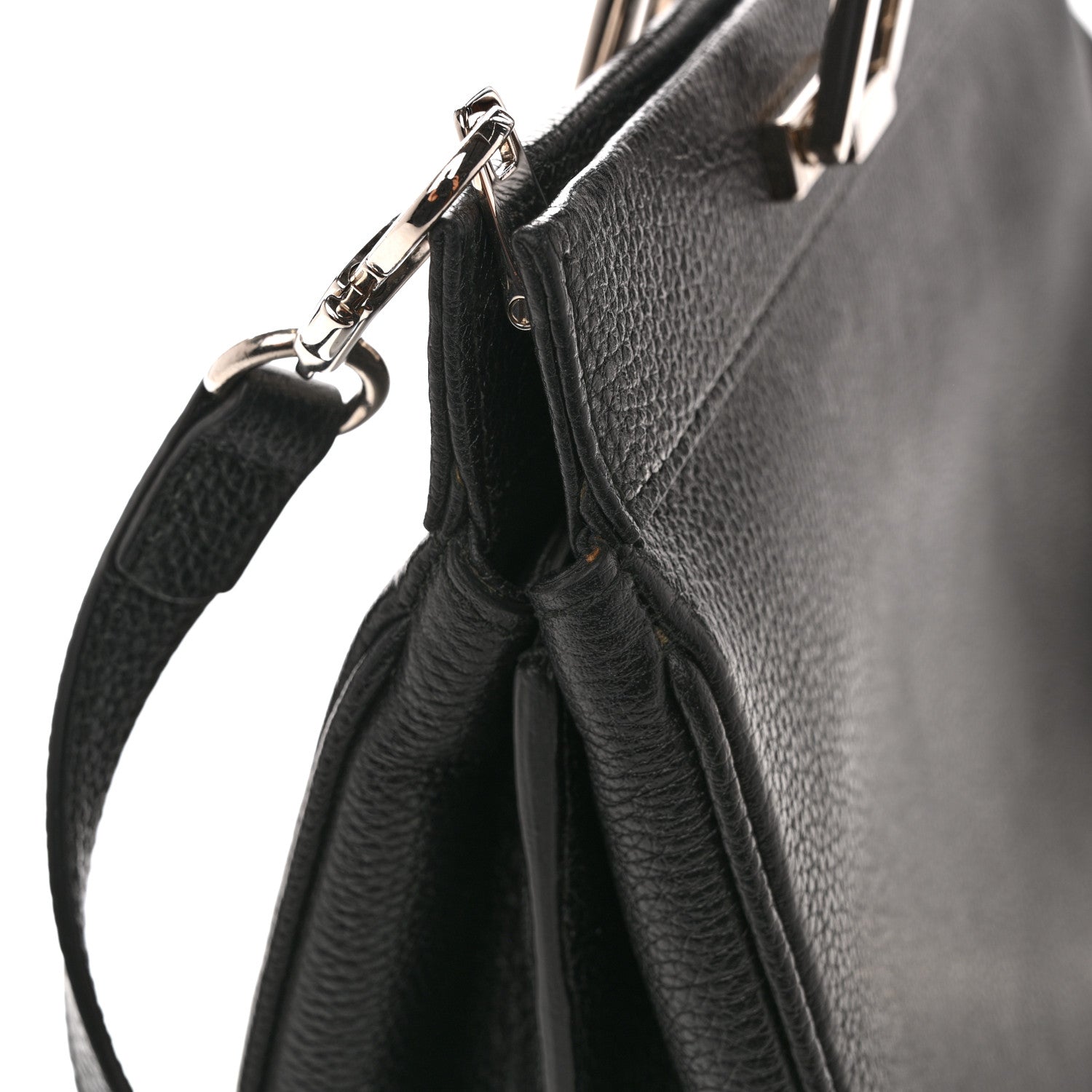Grainy Calfskin Small Zumi Top Handle Bag Black