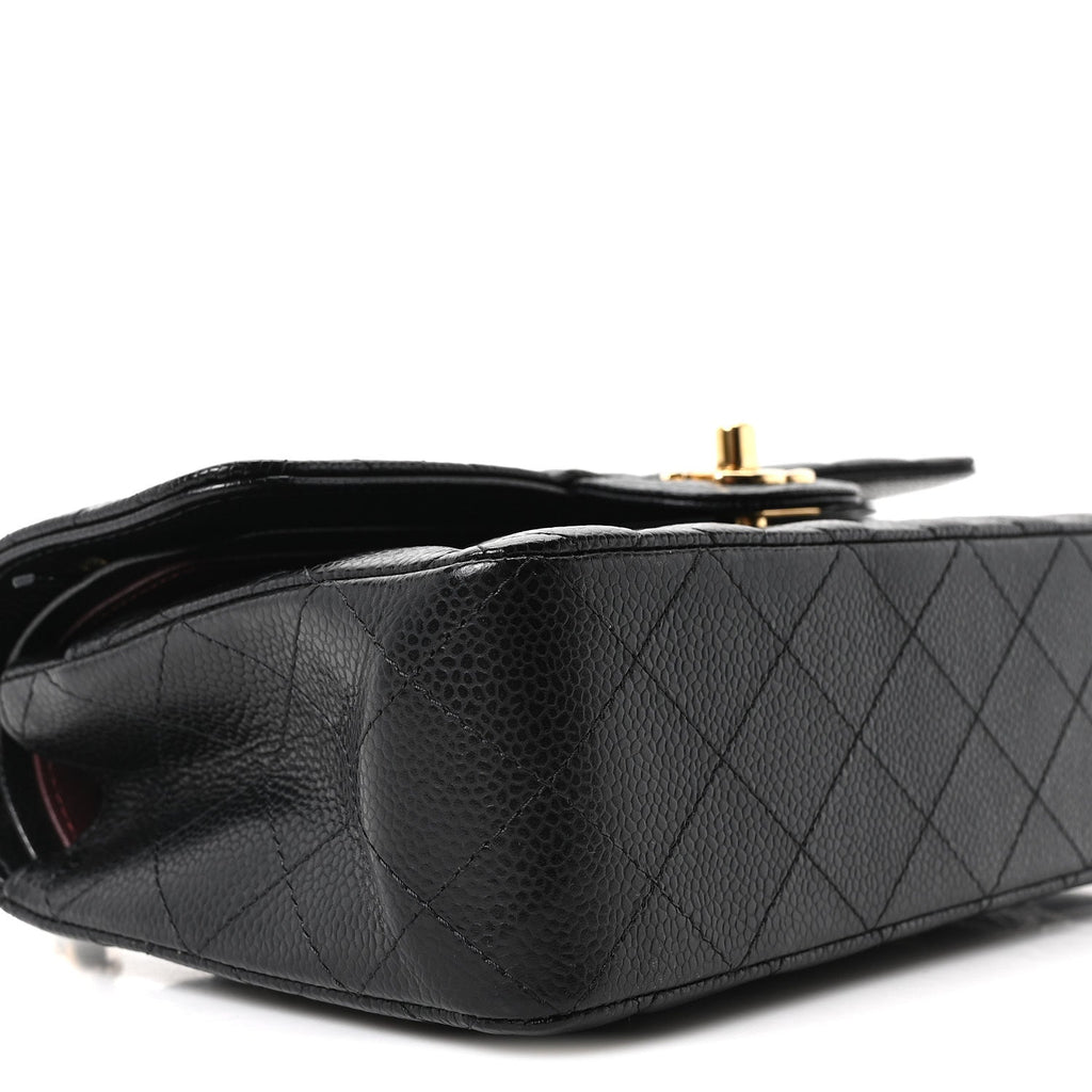 Caviar Quilted Small Double Flap Black