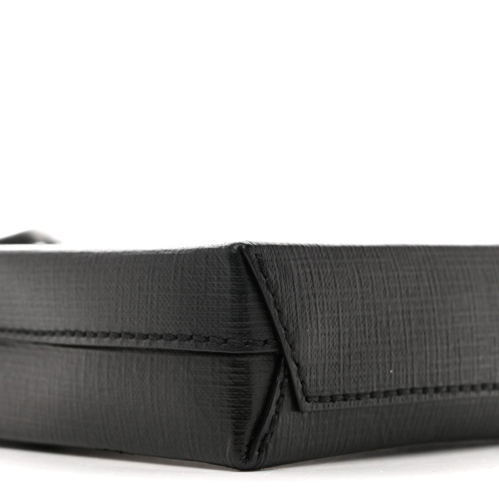 Squared Calfskin Logo Shopping Phone Holder Bag Black