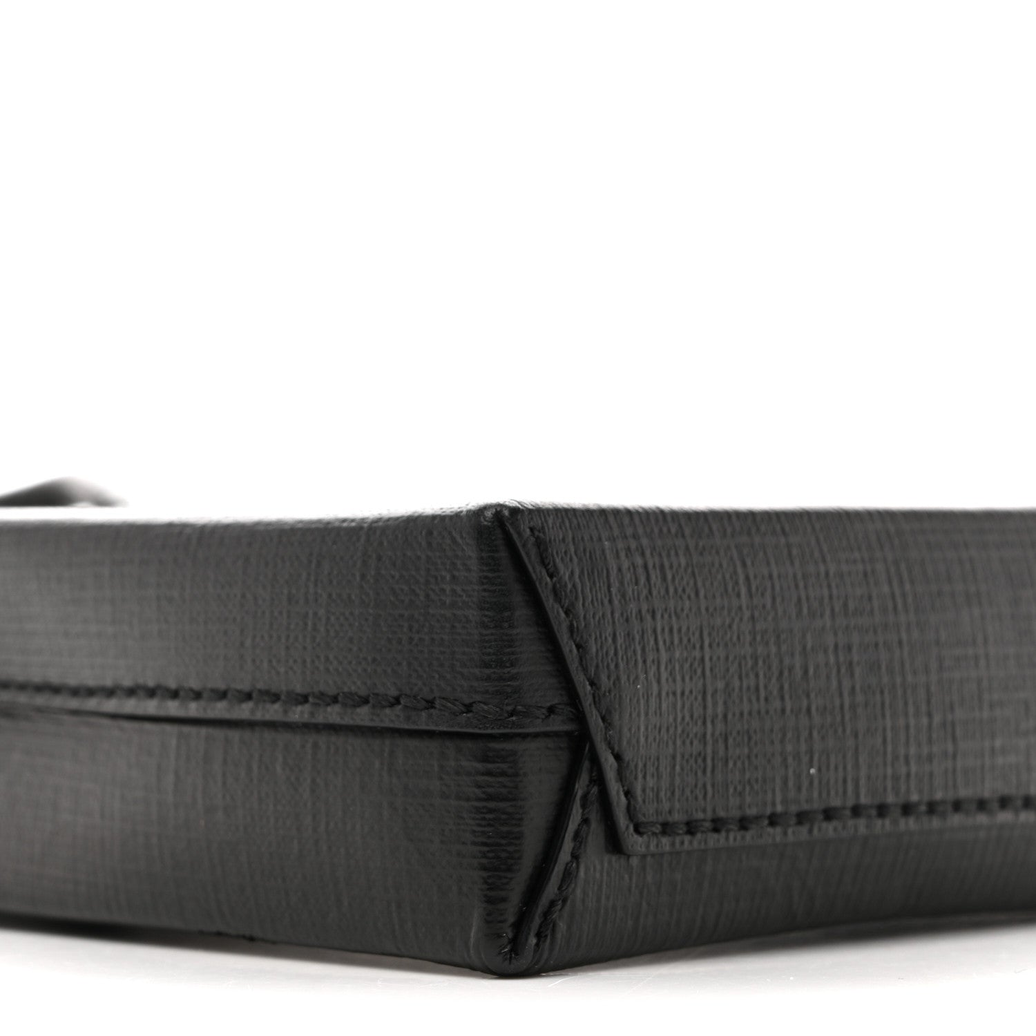 Squared Calfskin Logo Shopping Phone Holder Bag Black