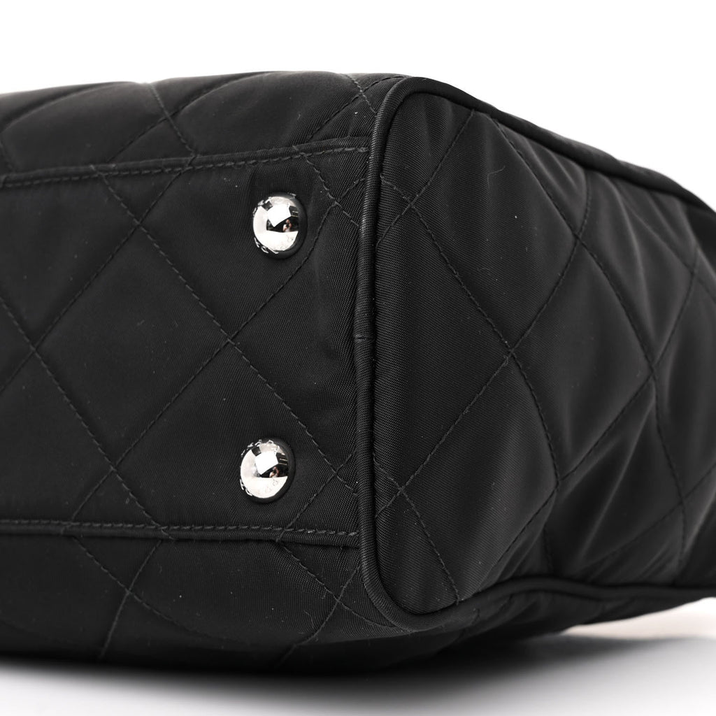 Nylon Tessuto Impuntu Quilted Shoulder Bag Black