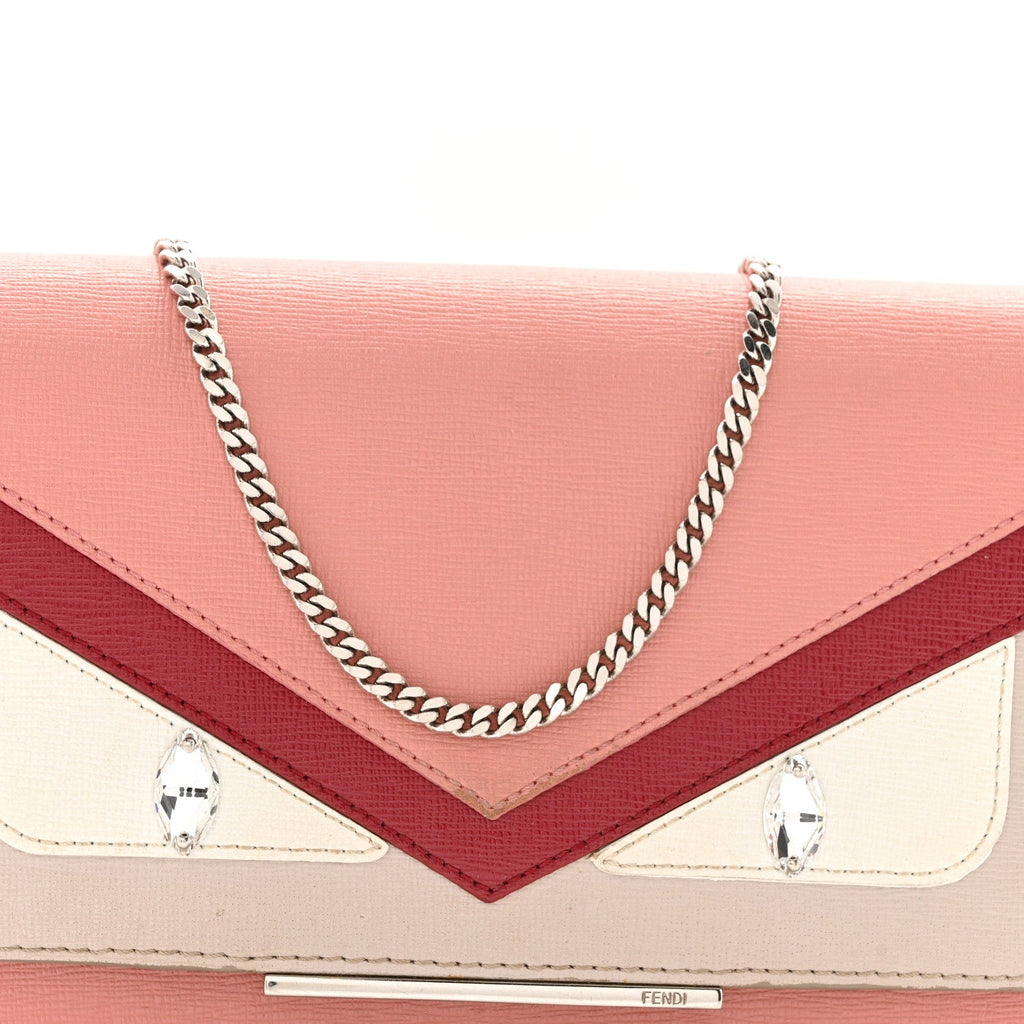 Vitello Elite Crystal Eye Monster Tube Wallet on Chain Grigio Polvere Ribes Multicolor