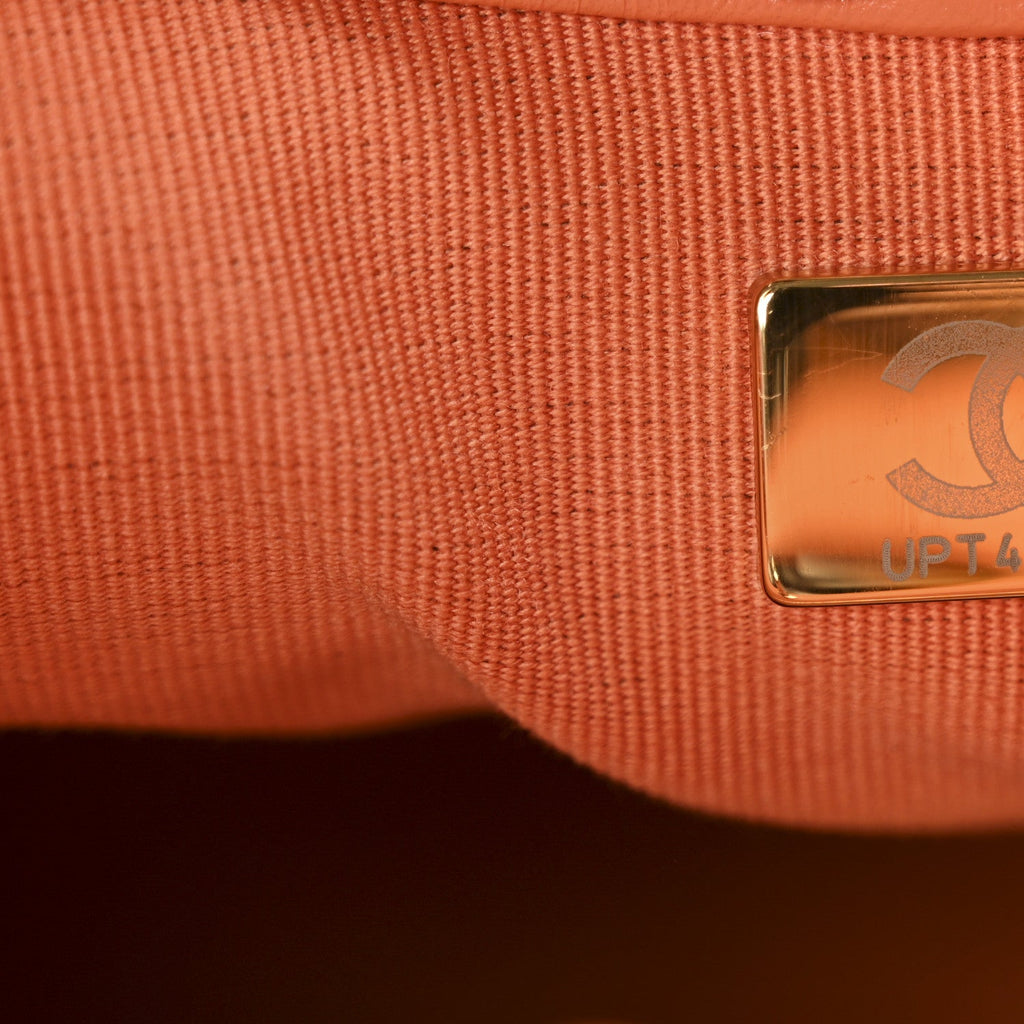 Shiny Crumpled Calfskin Quilted Mini 31 Shopping Bag Orange