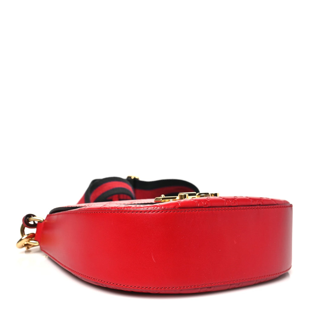 Guccissima Web Medium Padlock Messenger Shoulder Bag Hibiscus Red