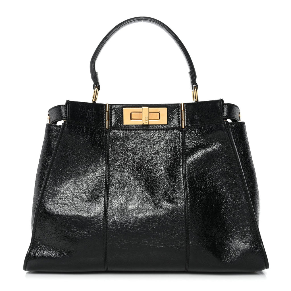 Agnello Old Shine Medium Peekaboo Iconic Satchel Black