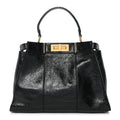 Agnello Old Shine Medium Peekaboo Iconic Satchel Black