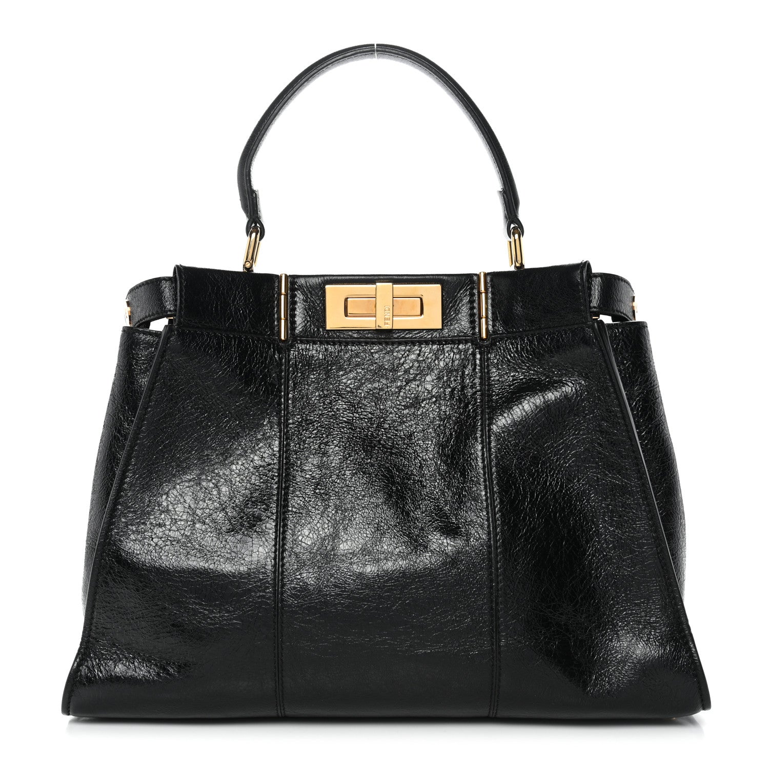 Agnello Old Shine Medium Peekaboo Iconic Satchel Black