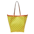 Triomphe Canvas Calfskin Medium Flat Shopper Tote Yellow Navy
