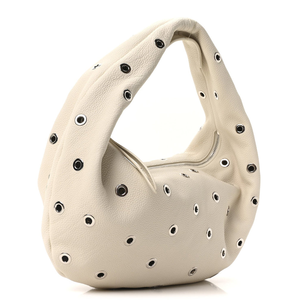 Pebbled Calfskin Grommet Medium Olivia Hobo Dark Ivory
