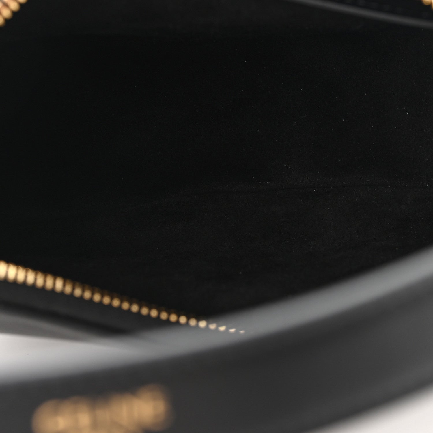 Smooth Calfskin Medium Strap Ava Triomphe Shoulder Bag Black