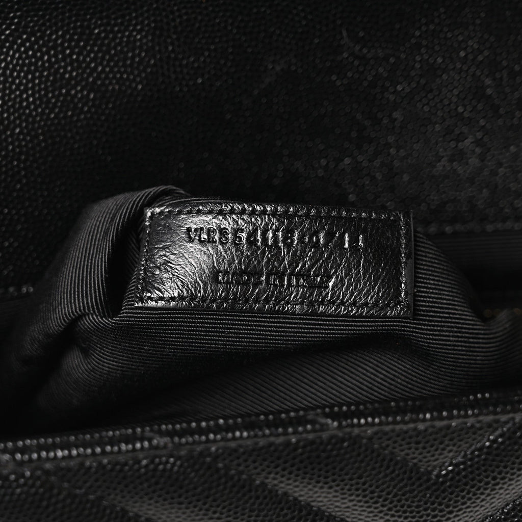 Grain De Poudre Matelasse Chevron Large Monogram Satchel Black