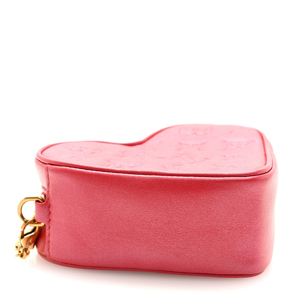 Lambskin Embossed Monogram Fall In Love Sac Coeur Heart Chain Bag Lipstick Red